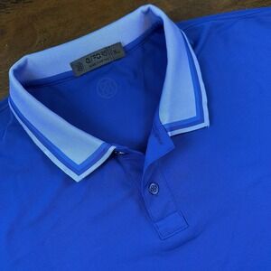 G/FORE Polo Shirt Mens XL‎ Blue Tipped Collar Golf Performance Moisture Wicking